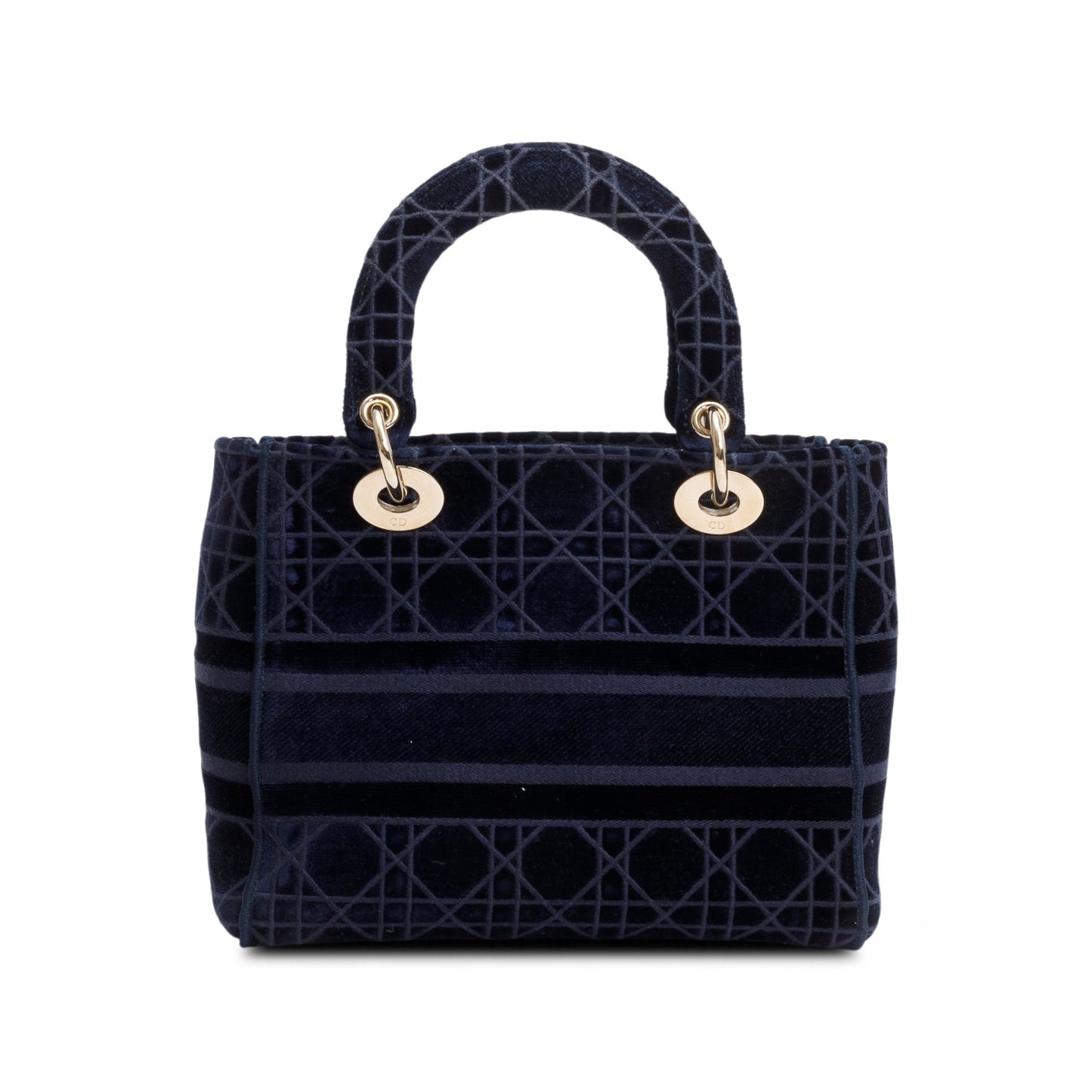 Christian Dior 2020 Navy Toile De Jouy Embroidery Medium Lady D-Lite Bag