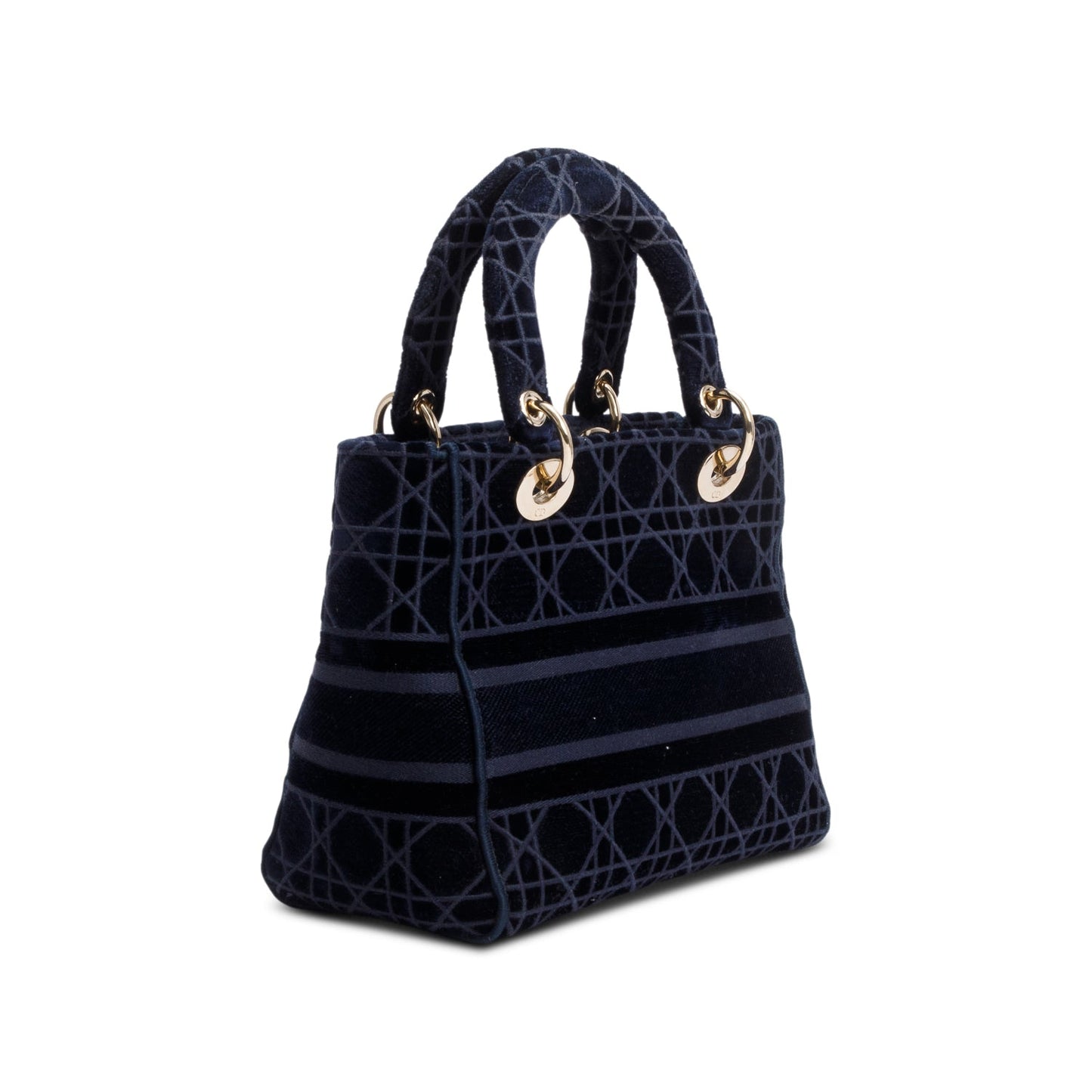 Christian Dior 2020 Navy Toile De Jouy Embroidery Medium Lady D-Lite Bag