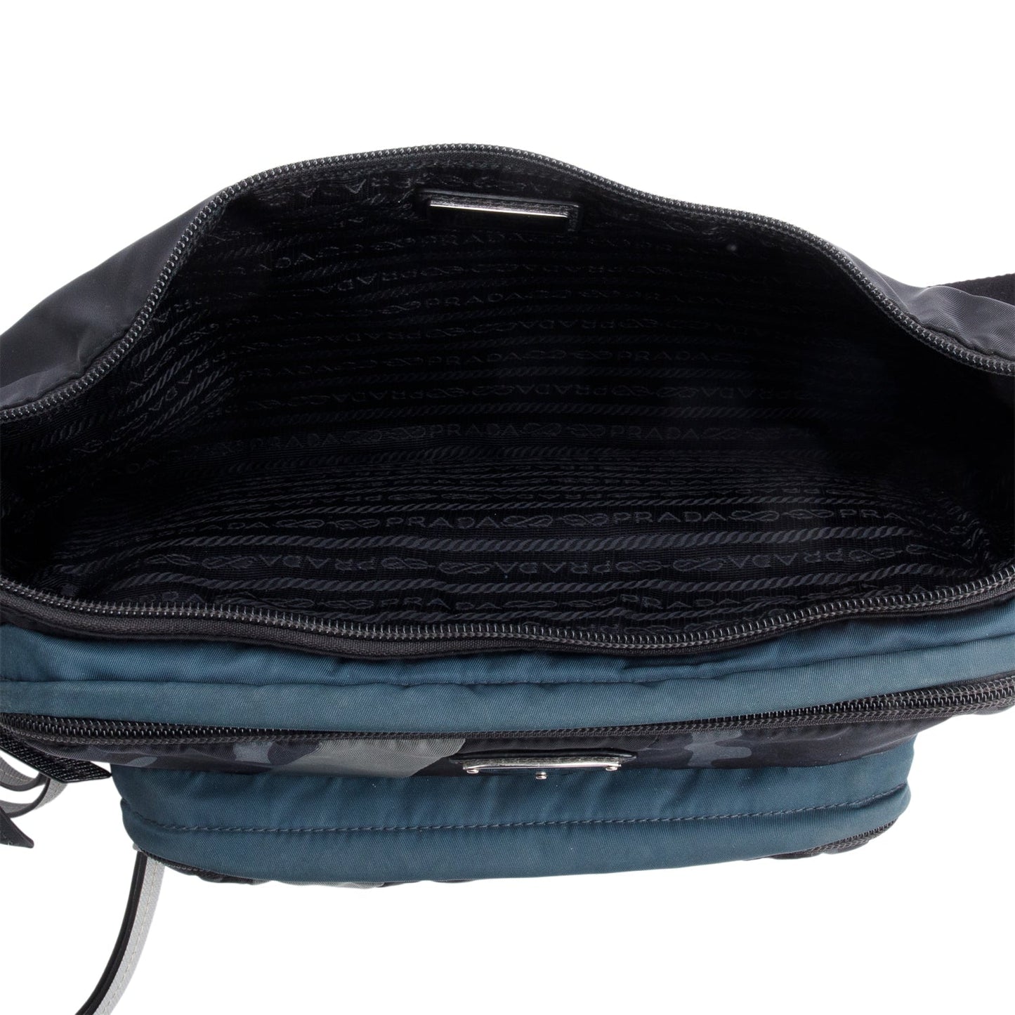 Prada Black/Blue/Grey Camouflage Tessuto Nylon Belt Bag