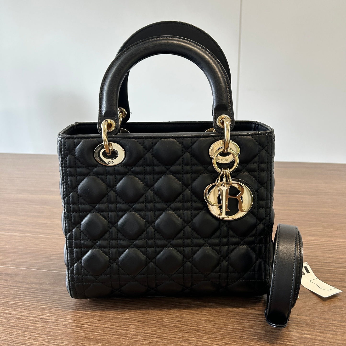 CHRISTIAN DIOR Lambskin Cannage Small My ABCDior Lady Dior Black LB121106