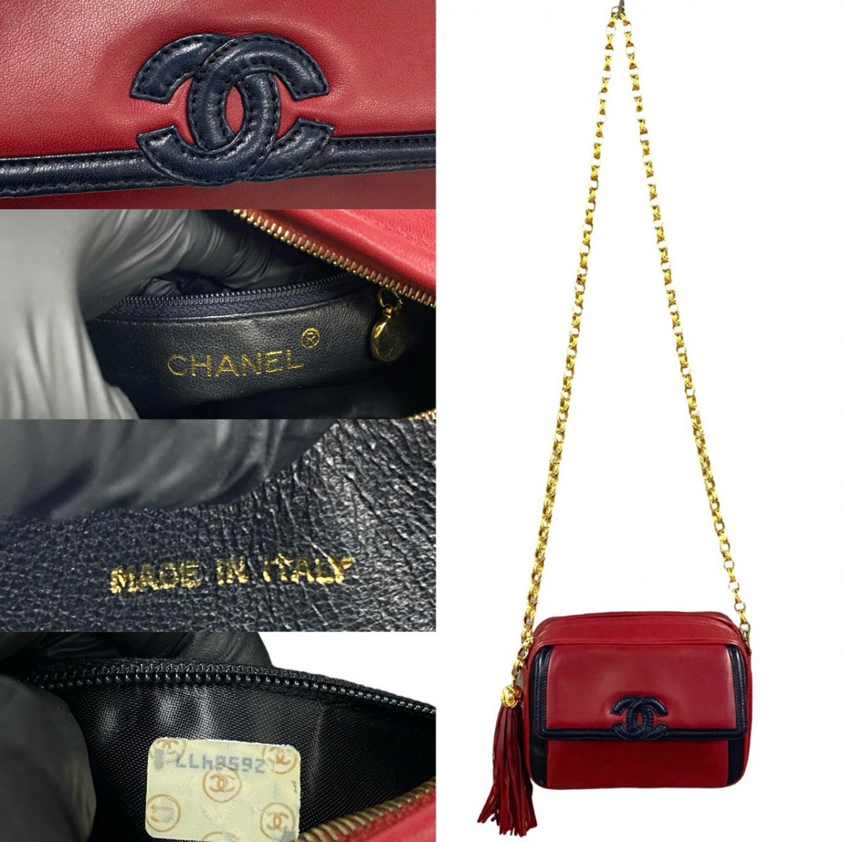 CHANEL Shoulder Bag lambskin Red COCO Mark Women