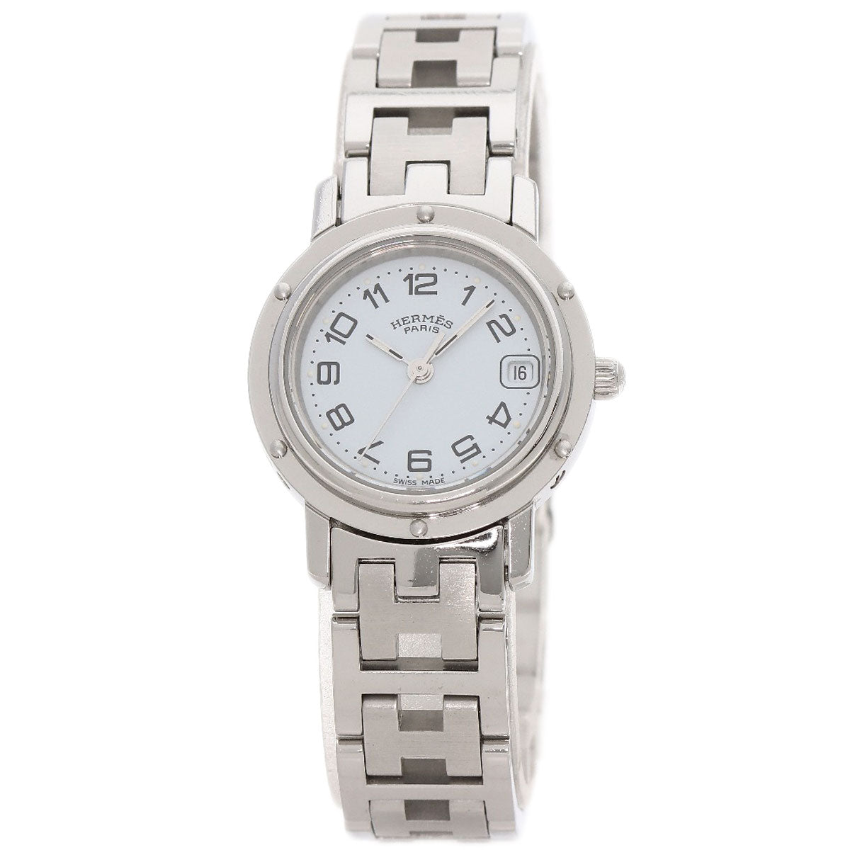 HERMES Watches Quartz CL4.210 Stainless Steel , Stainless Steel Silver Clipper new buckle white dial Women  d