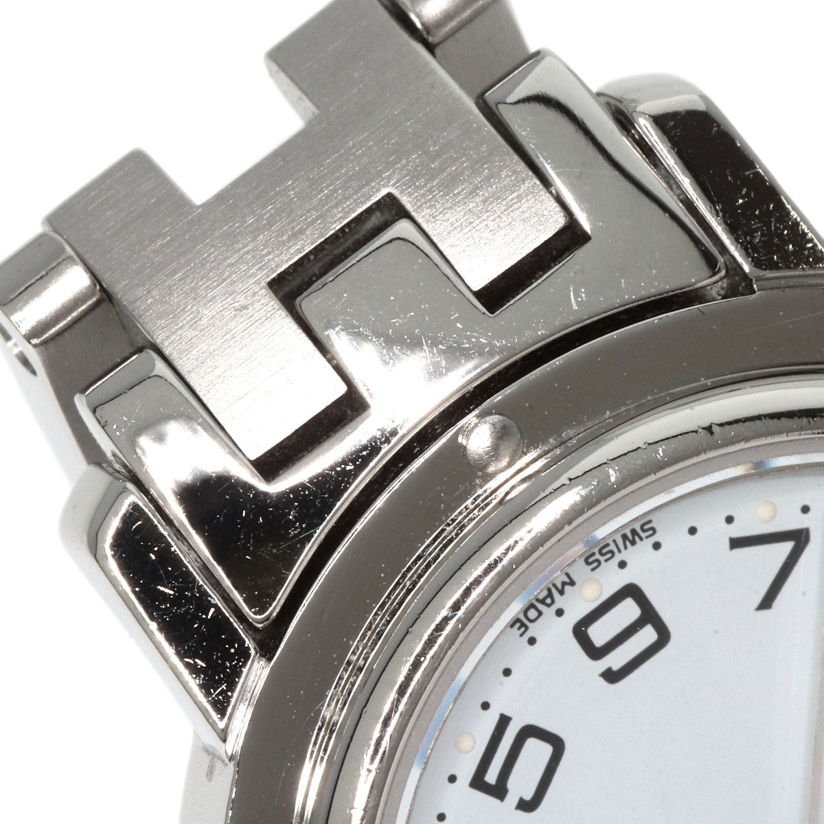 HERMES Watches Quartz CL4.210 Stainless Steel , Stainless Steel Silver Clipper new buckle white dial Women  d
