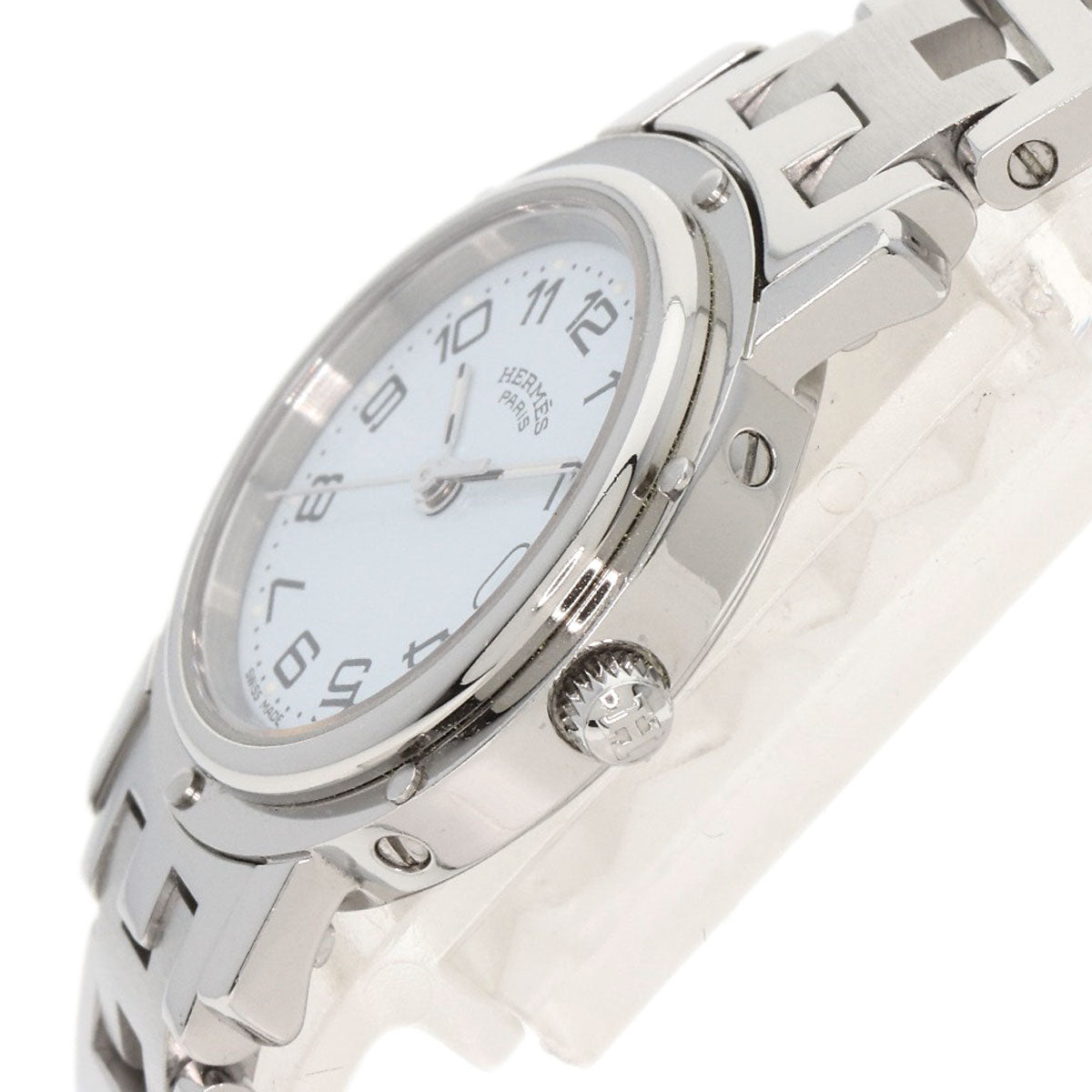 HERMES Watches Quartz CL4.210 Stainless Steel , Stainless Steel Silver Clipper new buckle white dial Women  d
