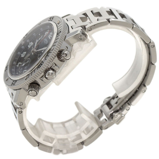 HERMES Watches Quartz CL2.910 Stainless Steel , Stainless Steel Silver Clipper Diver Chronograph black dial mens  d