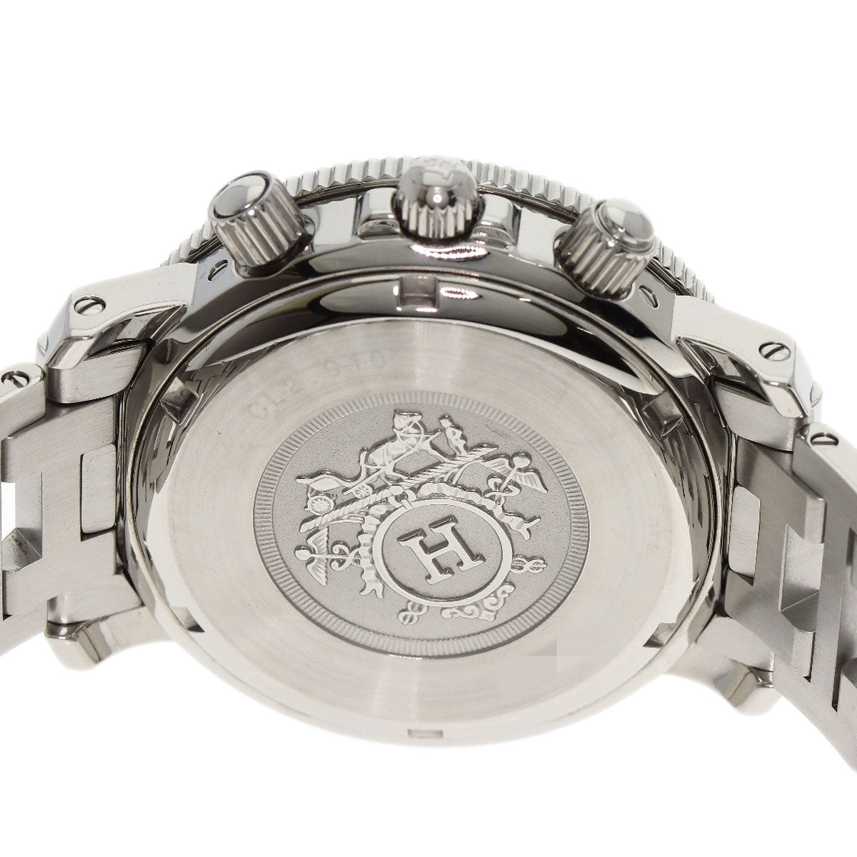 HERMES Watches Quartz CL2.910 Stainless Steel , Stainless Steel Silver Clipper Diver Chronograph black dial mens  d