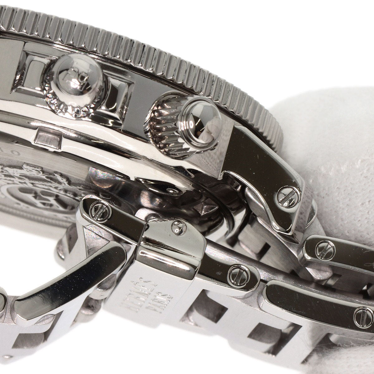 HERMES Watches Quartz CL2.910 Stainless Steel , Stainless Steel Silver Clipper Diver Chronograph black dial mens  d