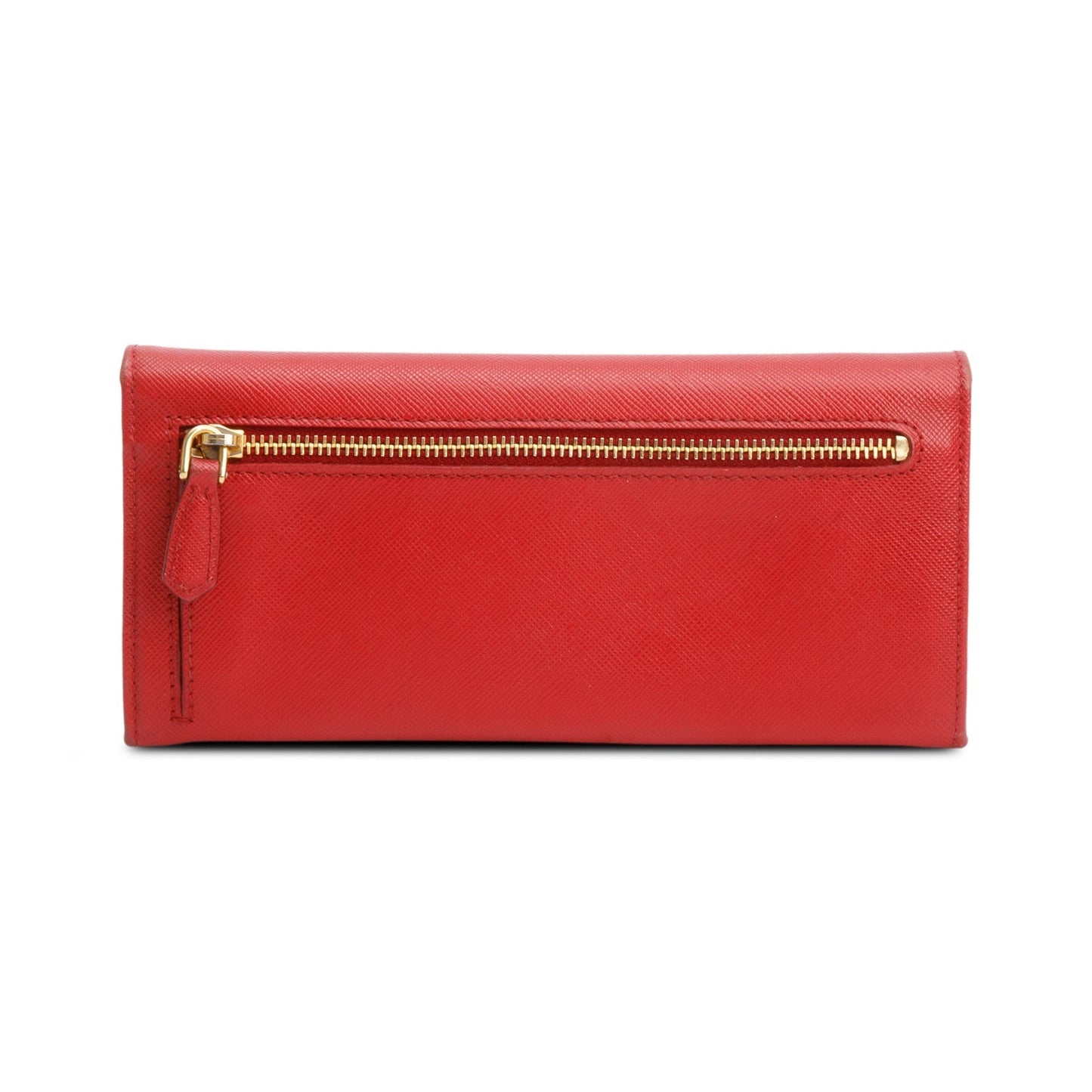Prada Red Saffiano Leather Continental Wallet