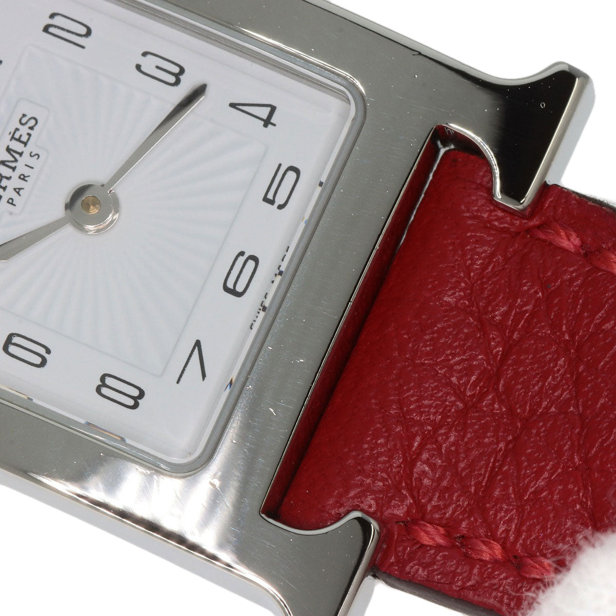 HERMES Watches Quartz HH11.210 Stainless Steel, Leather Silver H watch white dial Women  d