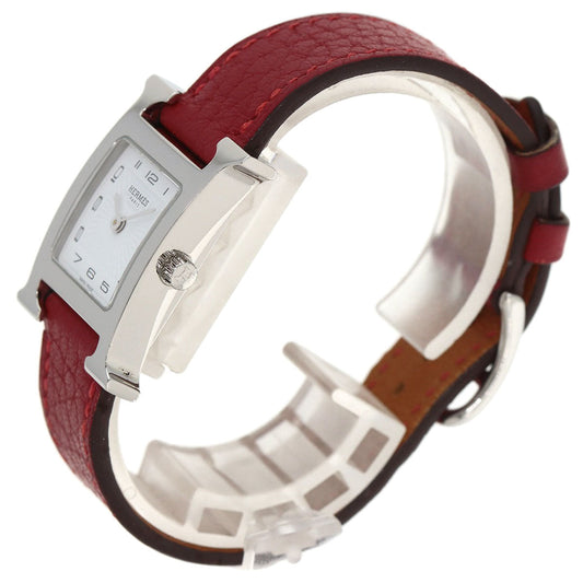 HERMES Watches Quartz HH11.210 Stainless Steel, Leather Silver H watch white dial Women  d