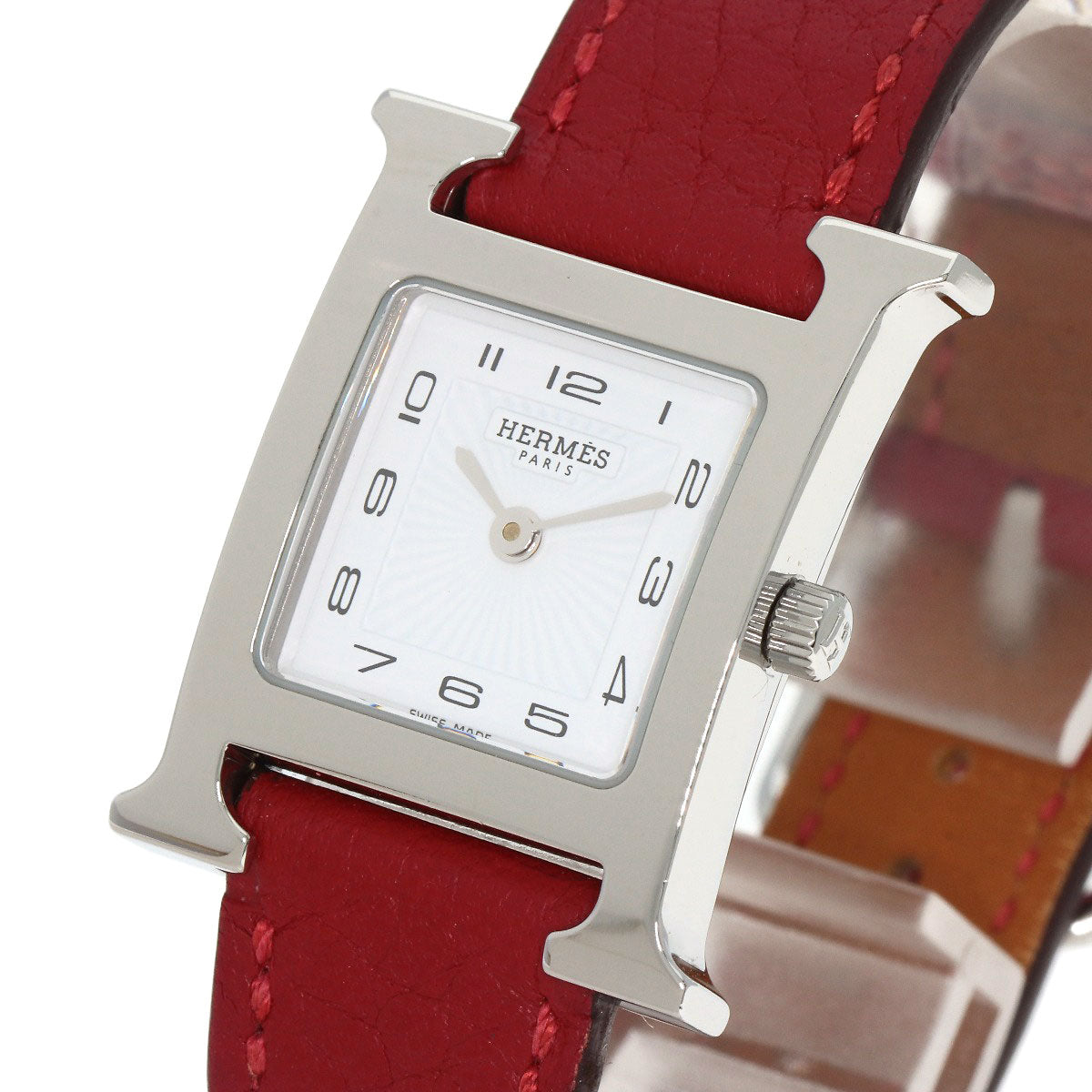 HERMES Watches Quartz HH11.210 Stainless Steel, Leather Silver H watch white dial Women  d