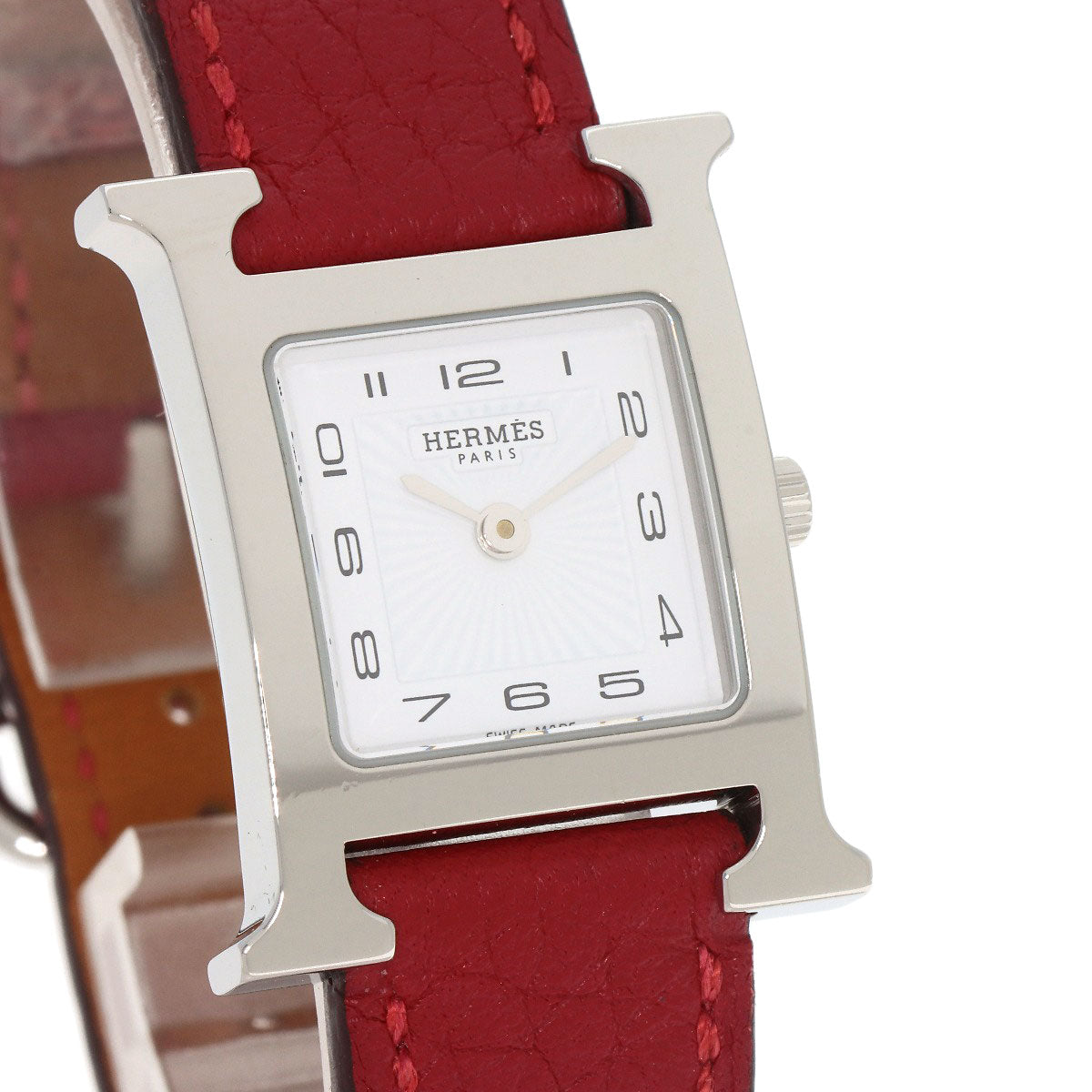 HERMES Watches Quartz HH11.210 Stainless Steel, Leather Silver H watch white dial Women  d