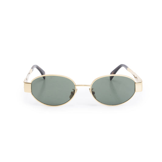 Celine CL40235U Gold Tone Triomphe Metal 01 Oval Sunglasses