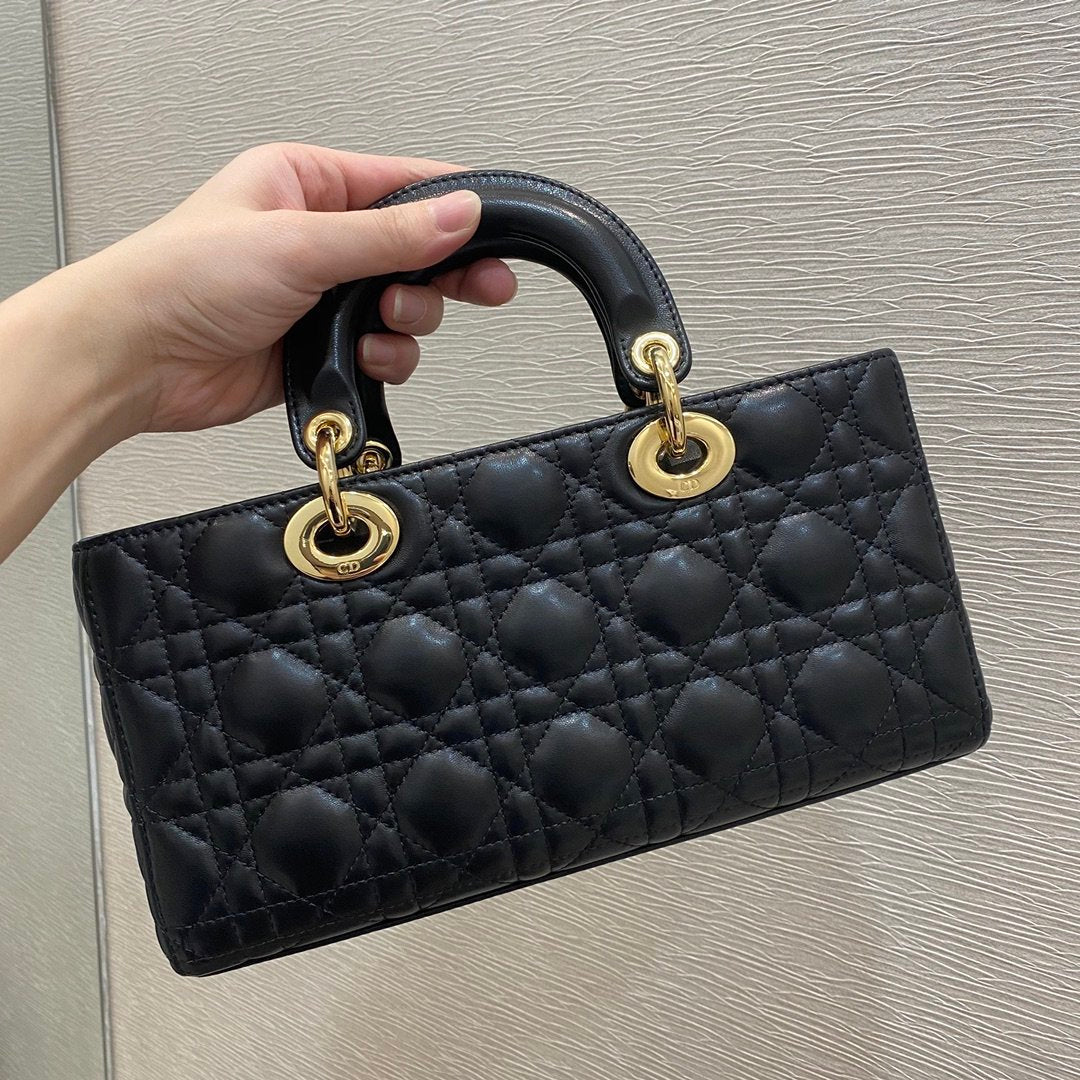 Top Quality Lady D-Joy Bag Black Cannage, Black Handbags, 26cm CD M0540ONGE_M900
