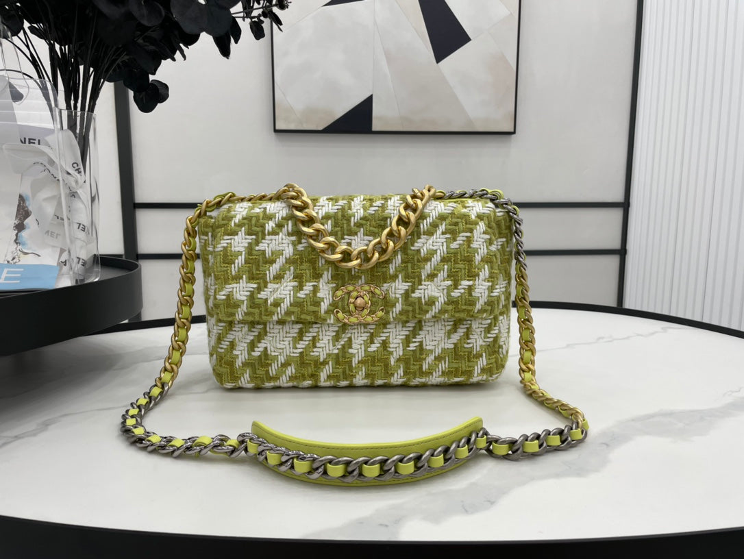CHL 19 Large Handbag Gold Hardware Green For Women Handbags, Shoulder Bags 11.8in/30cm