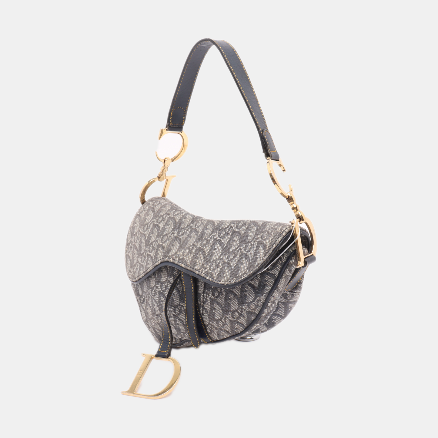 Dior Saddle   Navy Oblique with Multicolor Silk Lining