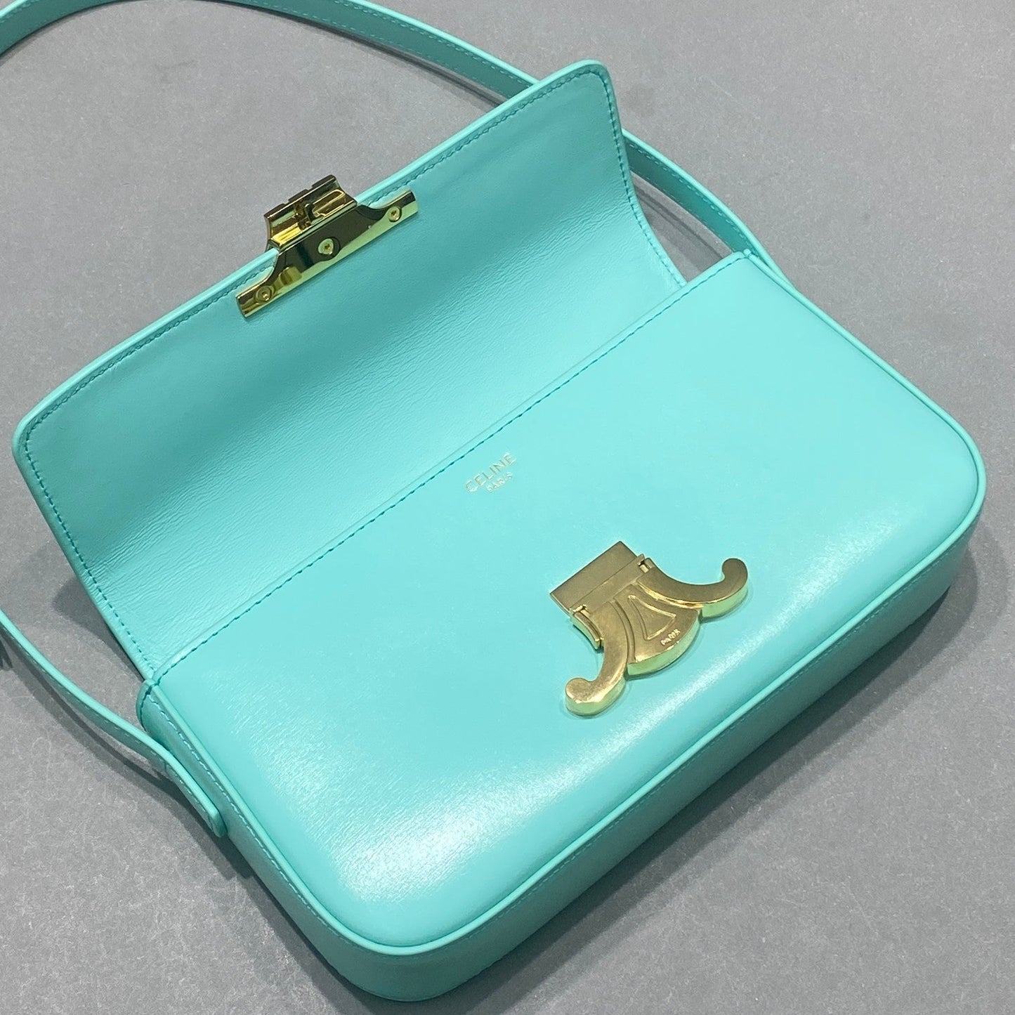 Top Quality Triomphe Shoulder Bag Mint Green For Women 8in/20cm