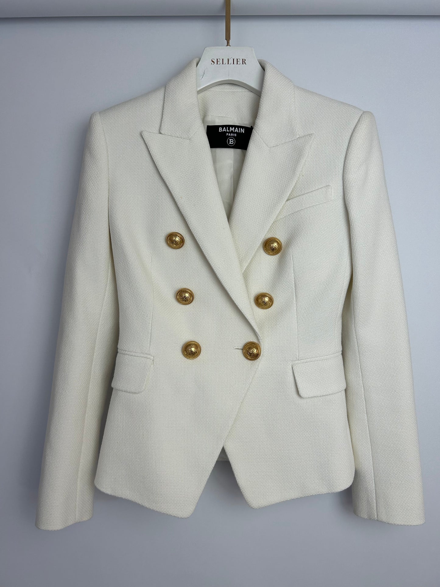 Balmain White Double Breasted Blazer Size FR 34 (UK 6)