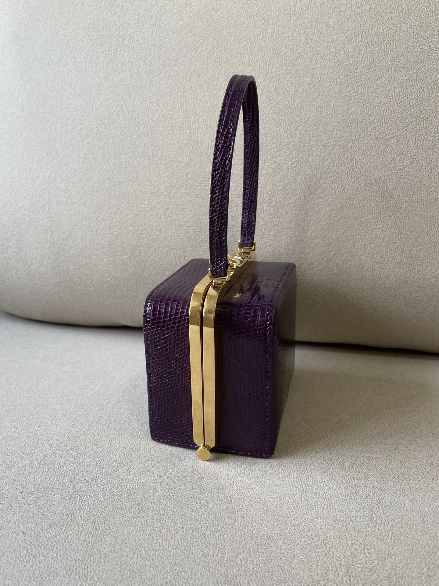Top Quality Triomphe Minaudiere In Lizard Violet For Women 4in/10cm