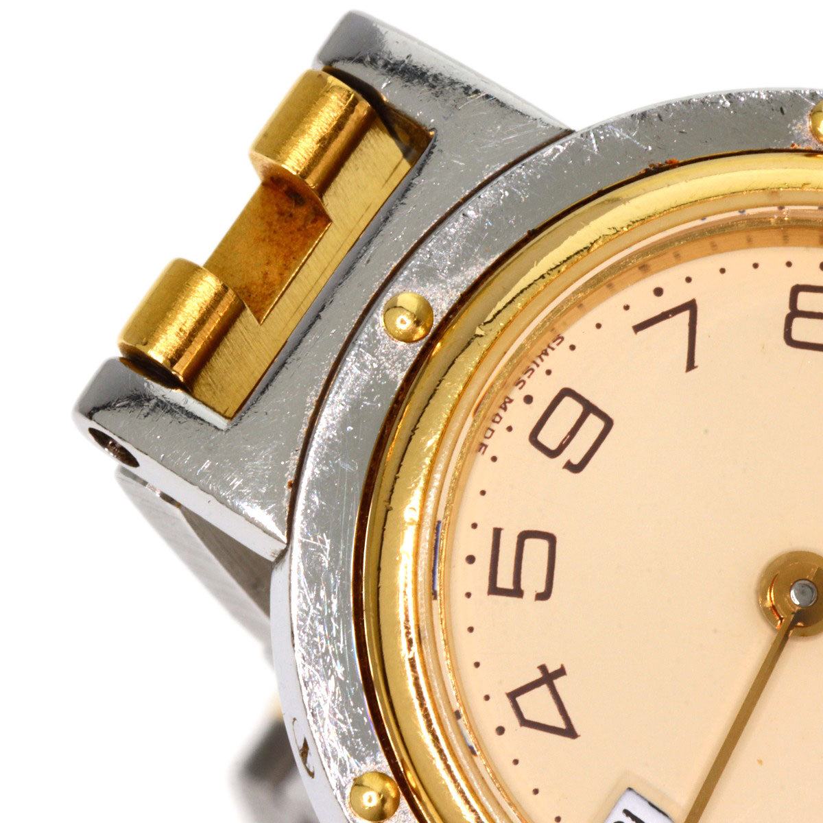 HERMES Watches Quartz Stainless Steel , SSxGP gold Clipper Old Belt Ivory dial Women  d
