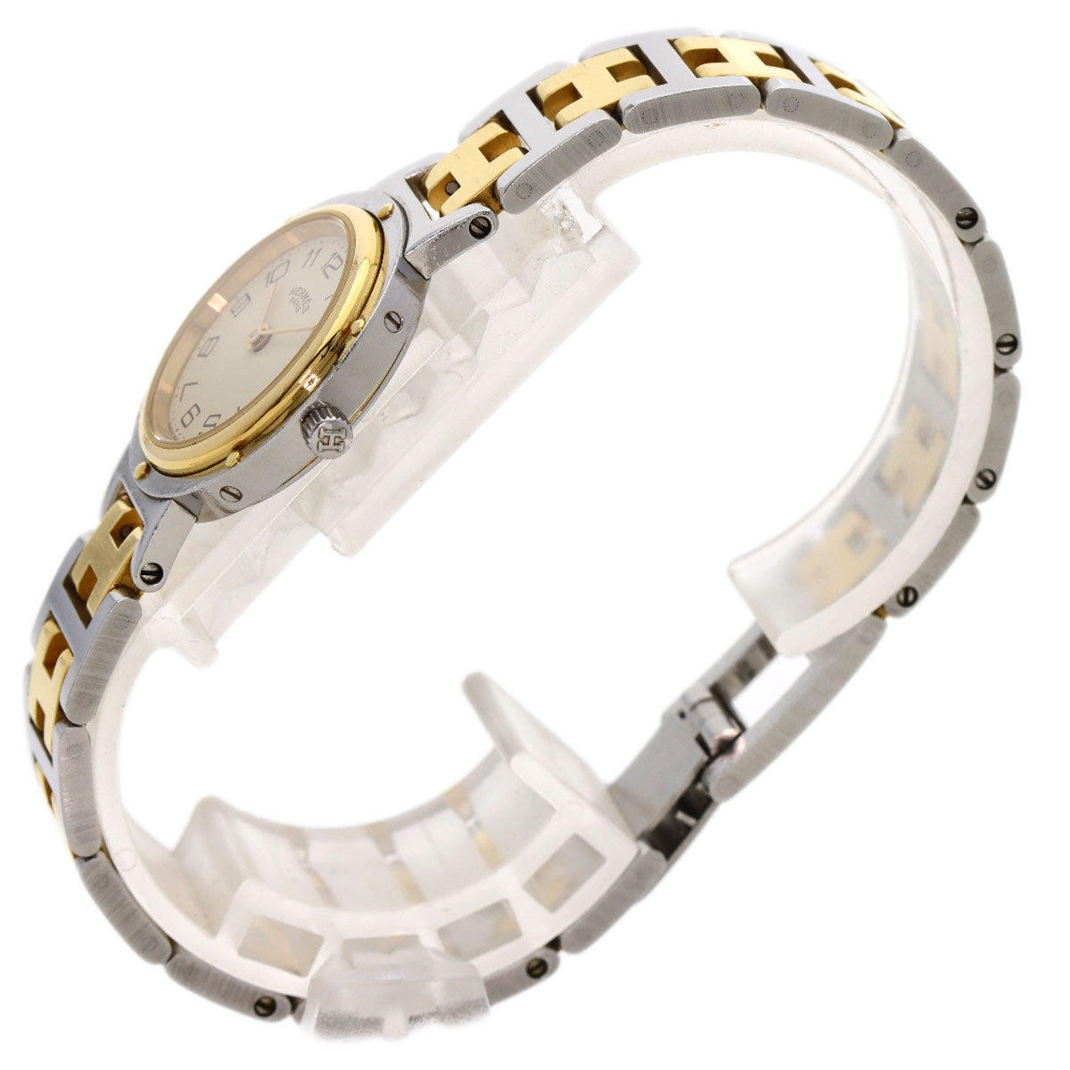 HERMES Watches Quartz Stainless Steel , SSxGP gold Clipper Old Belt Ivory dial Women  d