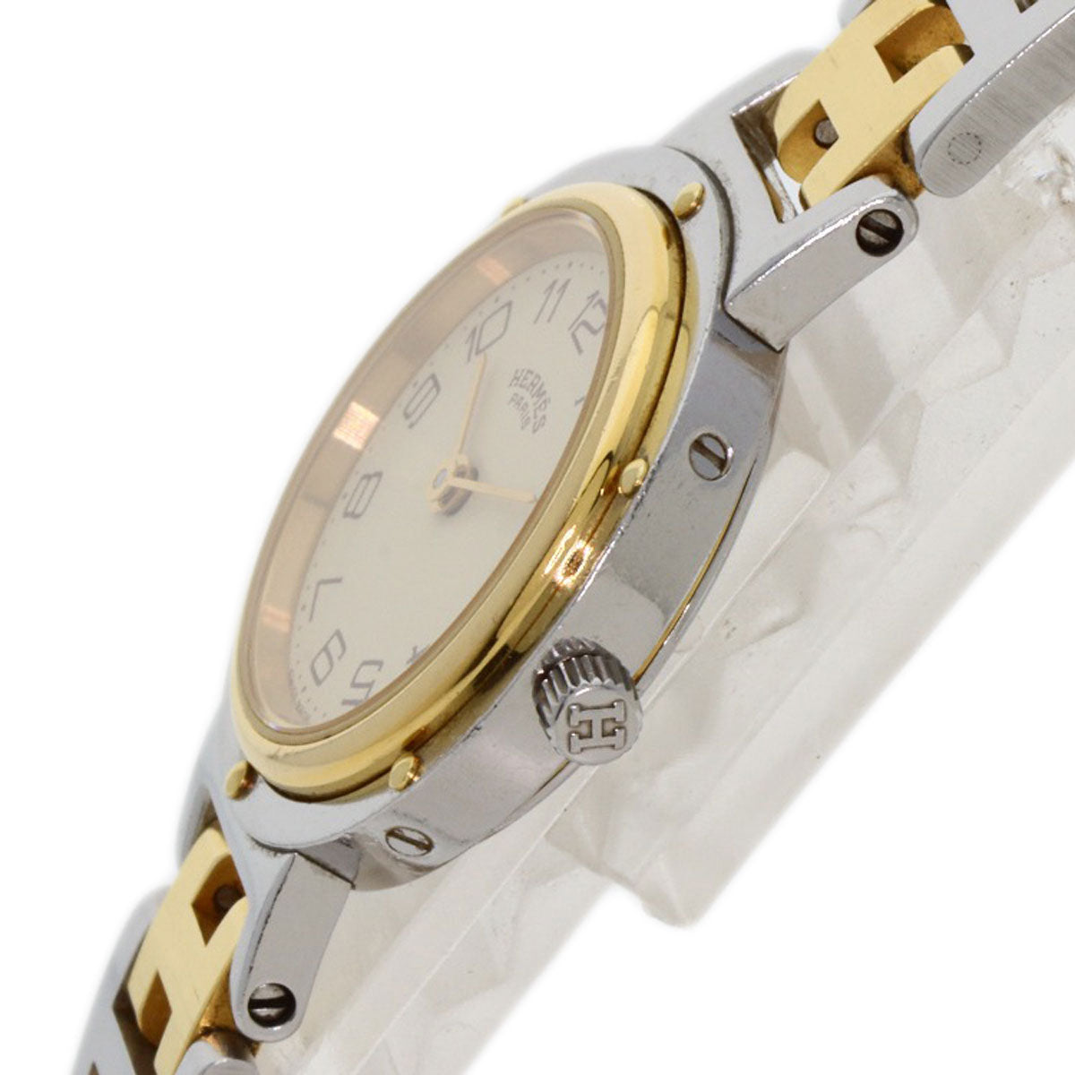 HERMES Watches Quartz Stainless Steel , SSxGP gold Clipper Old Belt Ivory dial Women  d