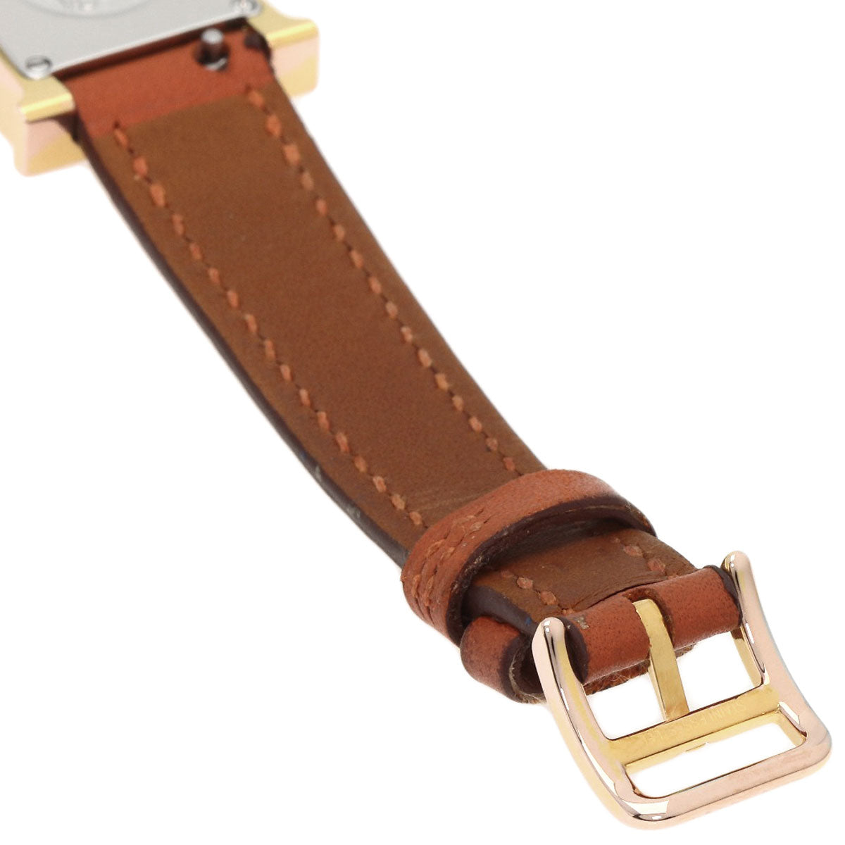 HERMES Watches Quartz HH1.101 PGP, leather gold H watch mini white dial Women  d