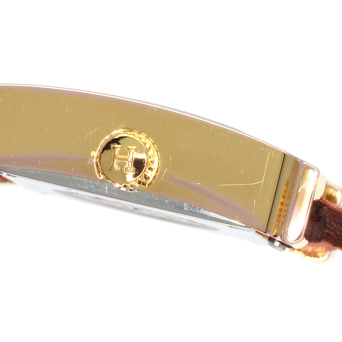 HERMES Watches Quartz HH1.101 PGP, leather gold H watch mini white dial Women  d