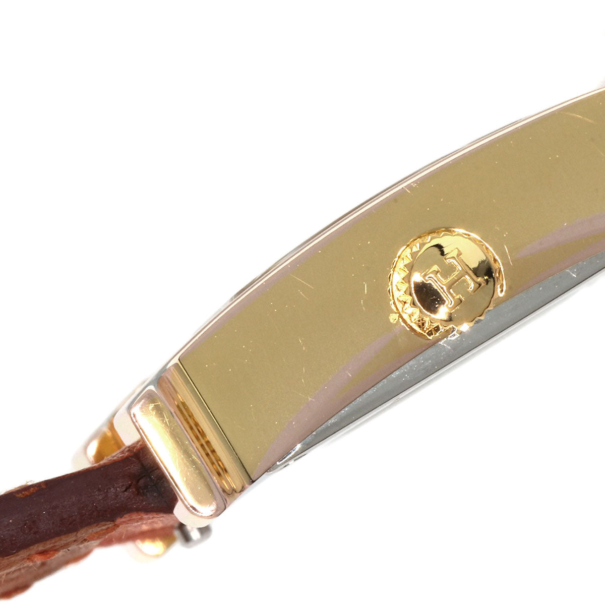 HERMES Watches Quartz HH1.101 PGP, leather gold H watch mini white dial Women  d