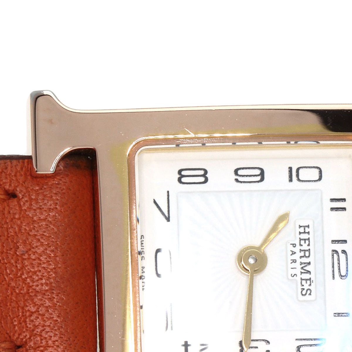 HERMES Watches Quartz HH1.101 PGP, leather gold H watch mini white dial Women  d