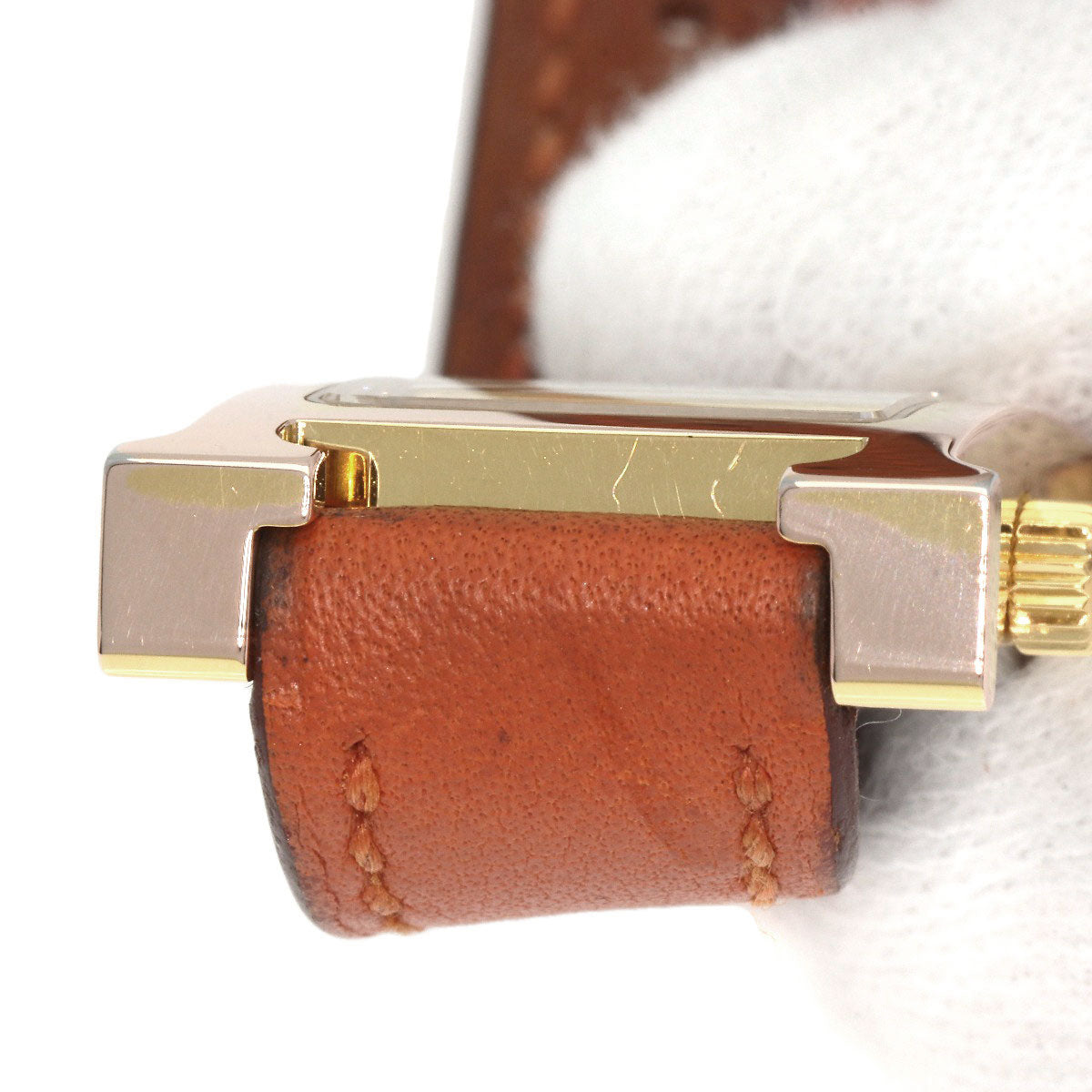HERMES Watches Quartz HH1.101 PGP, leather gold H watch mini white dial Women  d