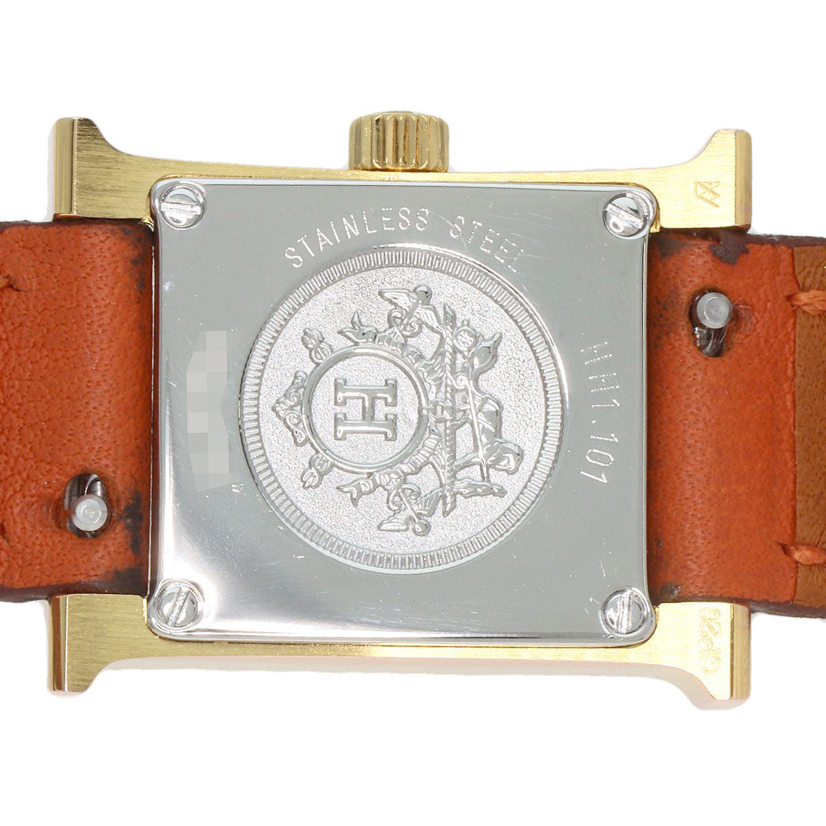 HERMES Watches Quartz HH1.101 PGP, leather gold H watch mini white dial Women  d