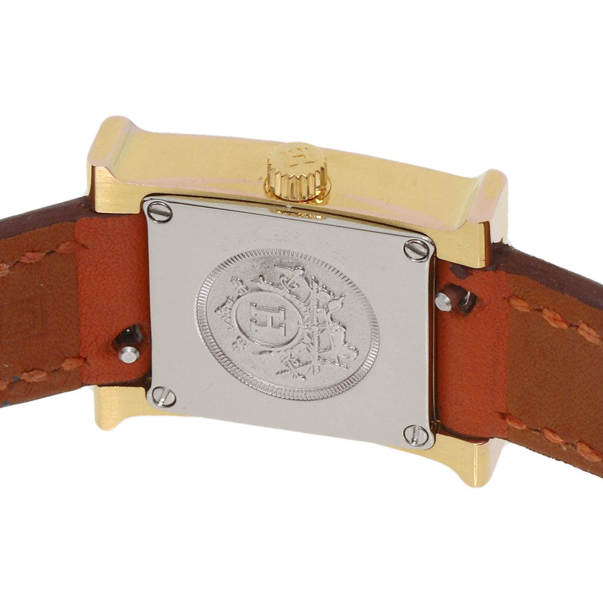 HERMES Watches Quartz HH1.101 PGP, leather gold H watch mini white dial Women  d