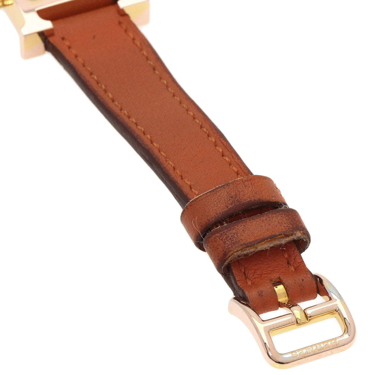 HERMES Watches Quartz HH1.101 PGP, leather gold H watch mini white dial Women  d