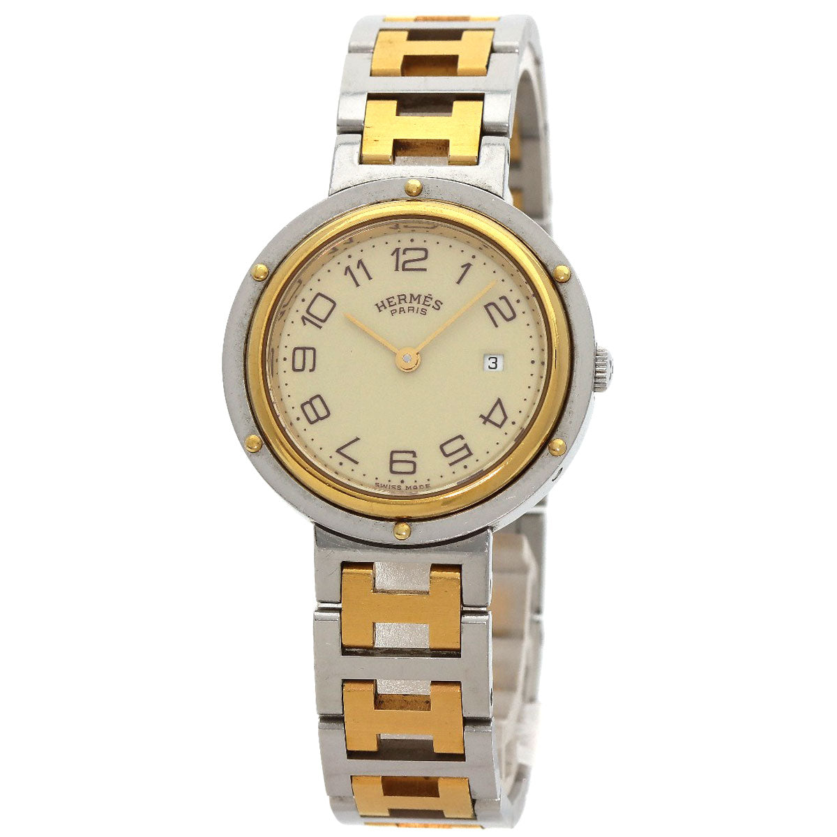 HERMES Watches Quartz Stainless Steel , SSxGP gold Clipper Ivory dial Women  d