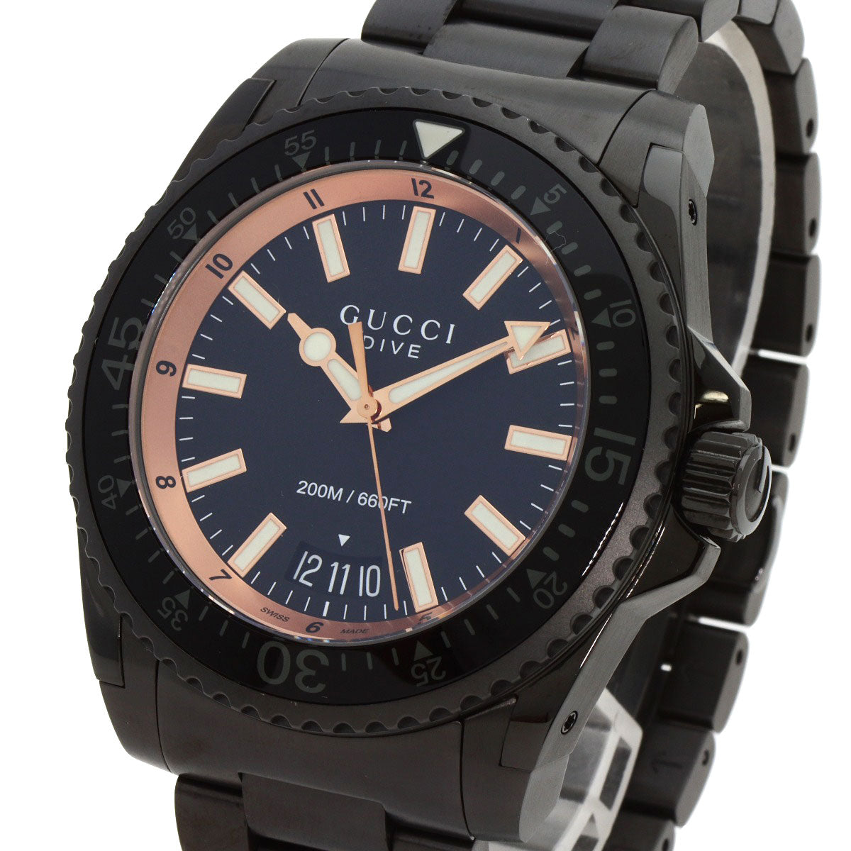 GUCCI Watches Quartz YA136.2 Stainless Steel , Stainless Steel black Dive black dial mens  d