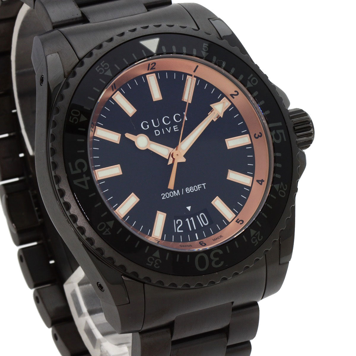GUCCI Watches Quartz YA136.2 Stainless Steel , Stainless Steel black Dive black dial mens  d