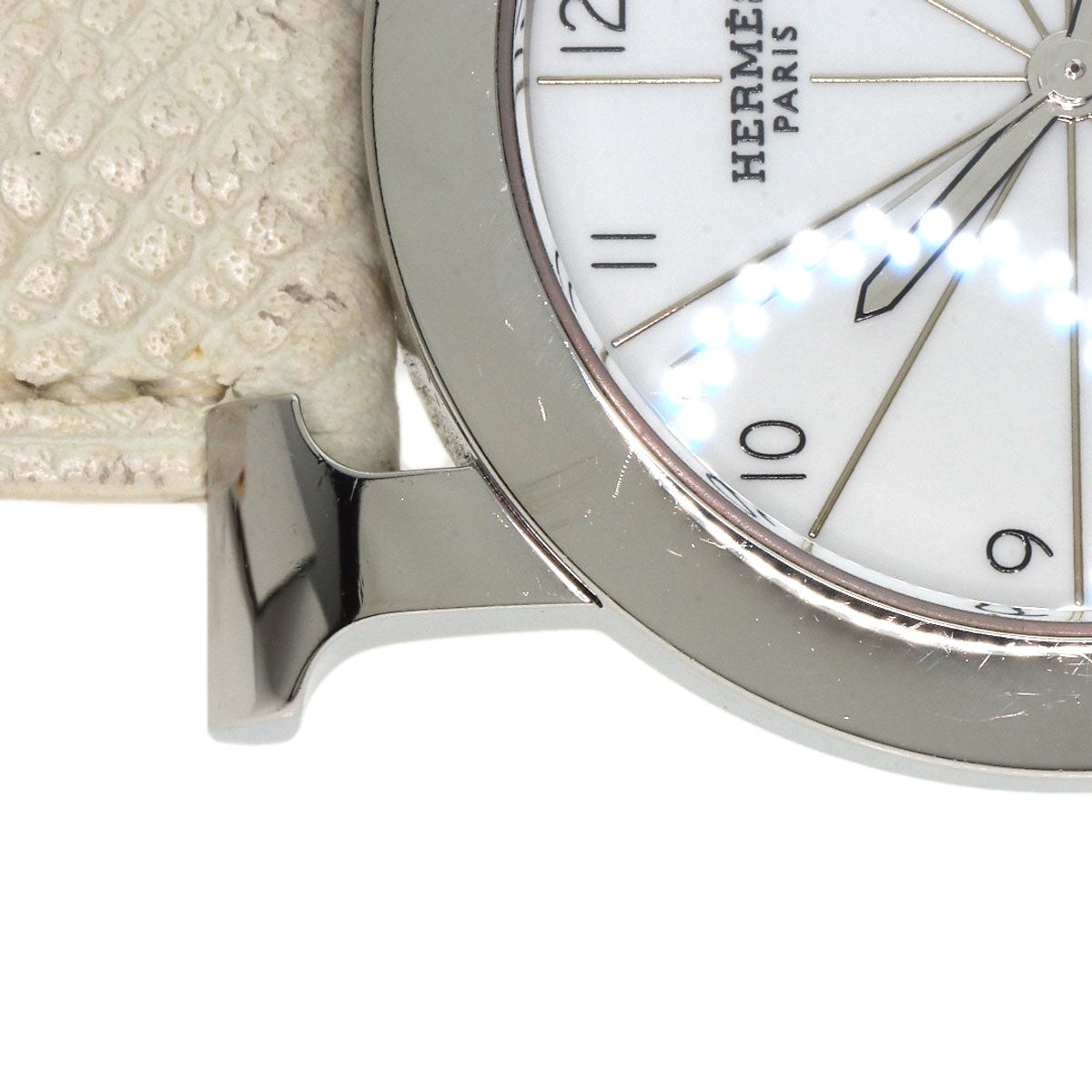 HERMES Watches Quartz HR1.510 Stainless Steel, Leather Silver H watch Rondo white dial Women  d