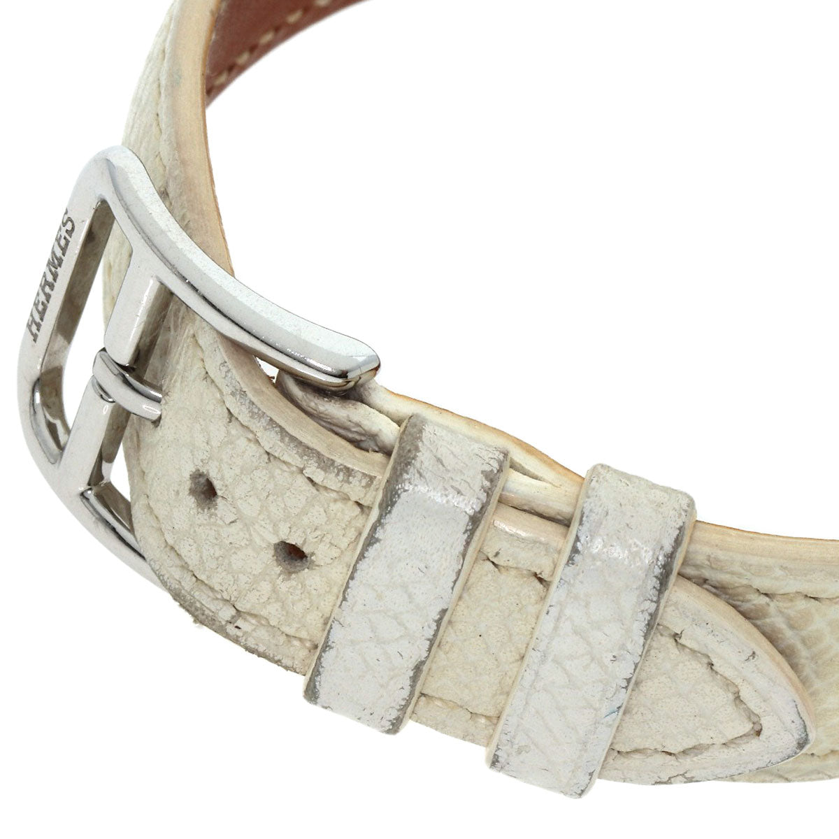 HERMES Watches Quartz HR1.510 Stainless Steel, Leather Silver H watch Rondo white dial Women  d
