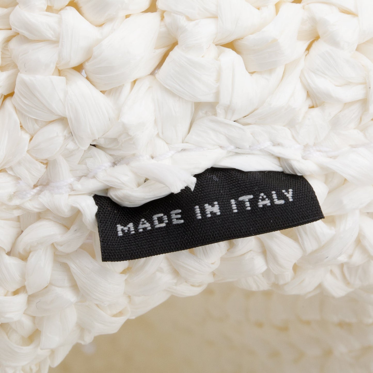 Prada White Crochet Raffia Small Logo Tote