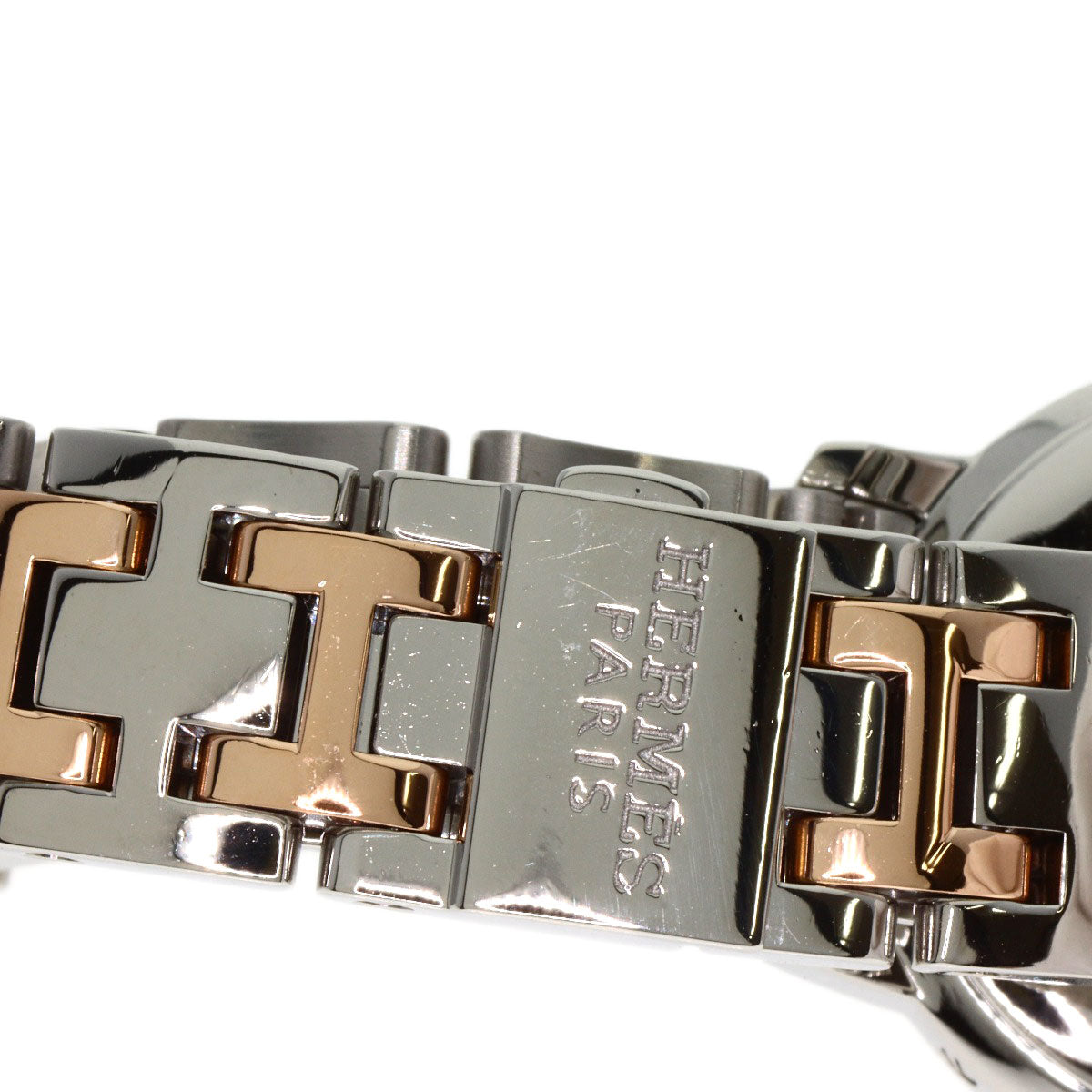 HERMES Watches Quartz CP1.221 Stainless Steel , SSxPGP gold Clipper Classic White shell dial Women  d