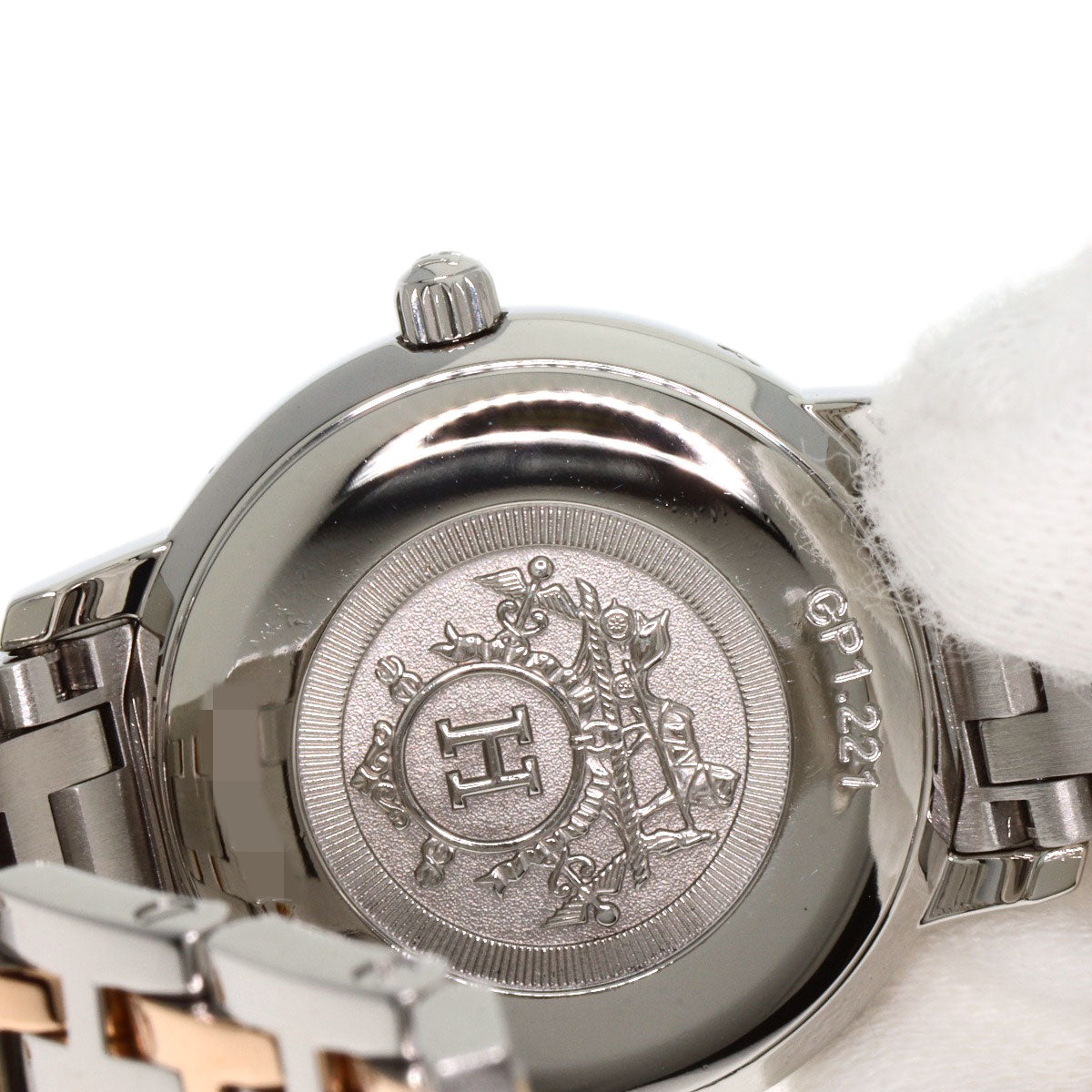 HERMES Watches Quartz CP1.221 Stainless Steel , SSxPGP gold Clipper Classic White shell dial Women  d