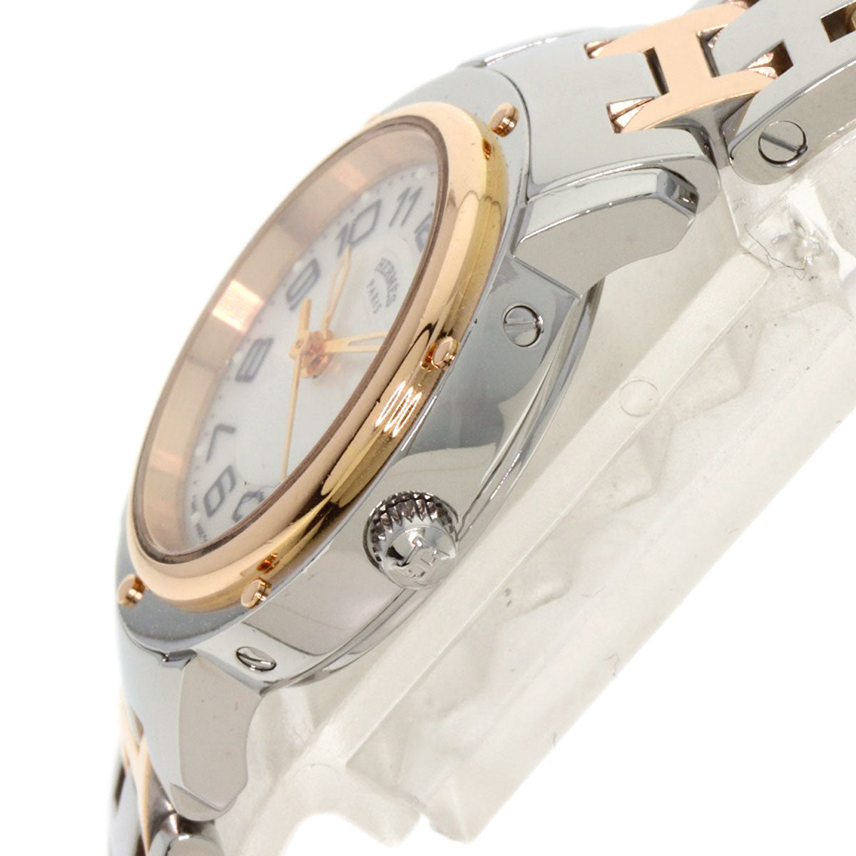 HERMES Watches Quartz CP1.221 Stainless Steel , SSxPGP gold Clipper Classic White shell dial Women  d