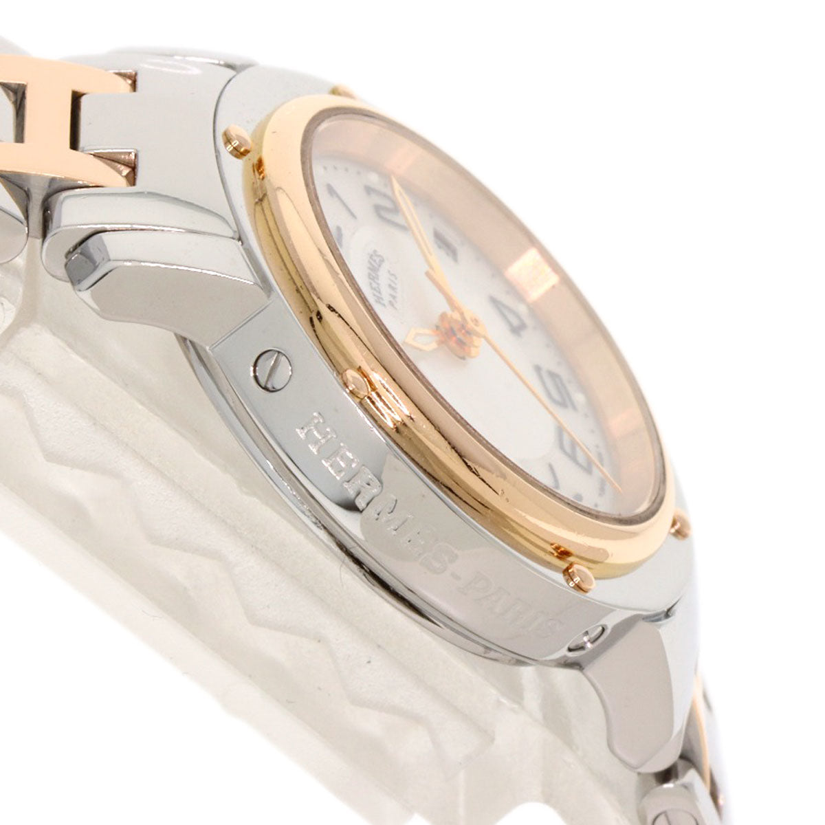 HERMES Watches Quartz CP1.221 Stainless Steel , SSxPGP gold Clipper Classic White shell dial Women  d