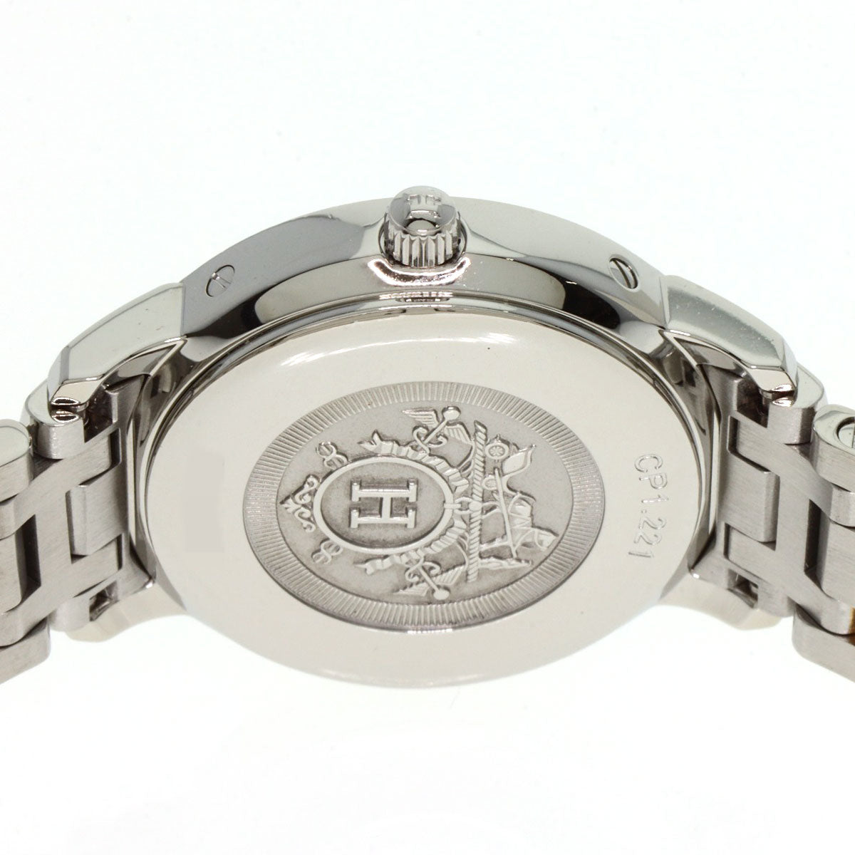 HERMES Watches Quartz CP1.221 Stainless Steel , SSxPGP gold Clipper Classic White shell dial Women  d