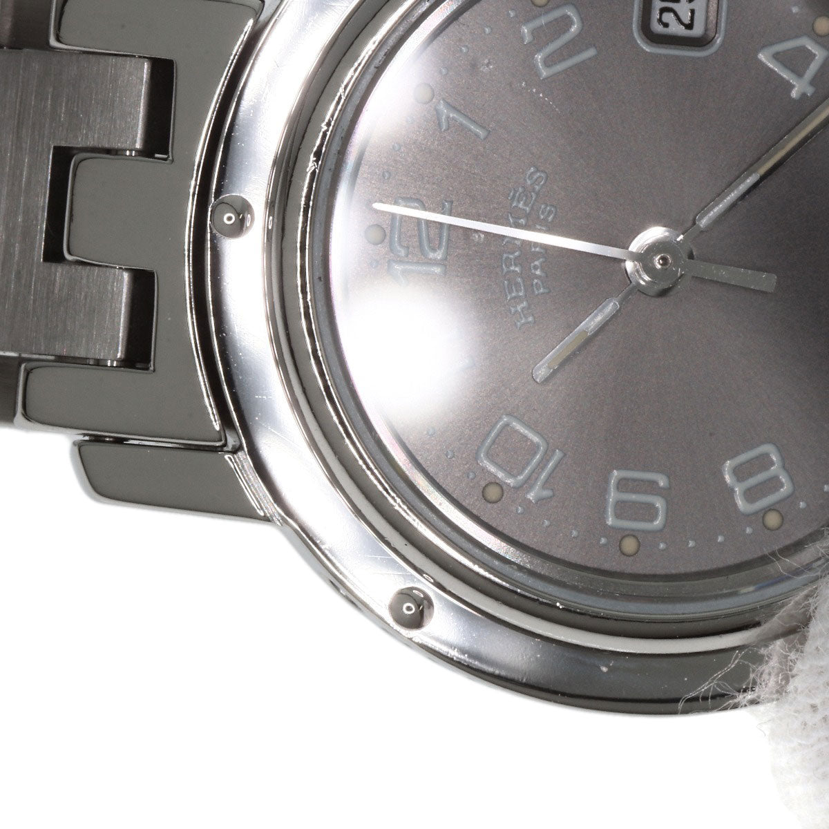 HERMES Watches Quartz CL4.210 Stainless Steel , Stainless Steel Silver Clipper gray dial Women  d
