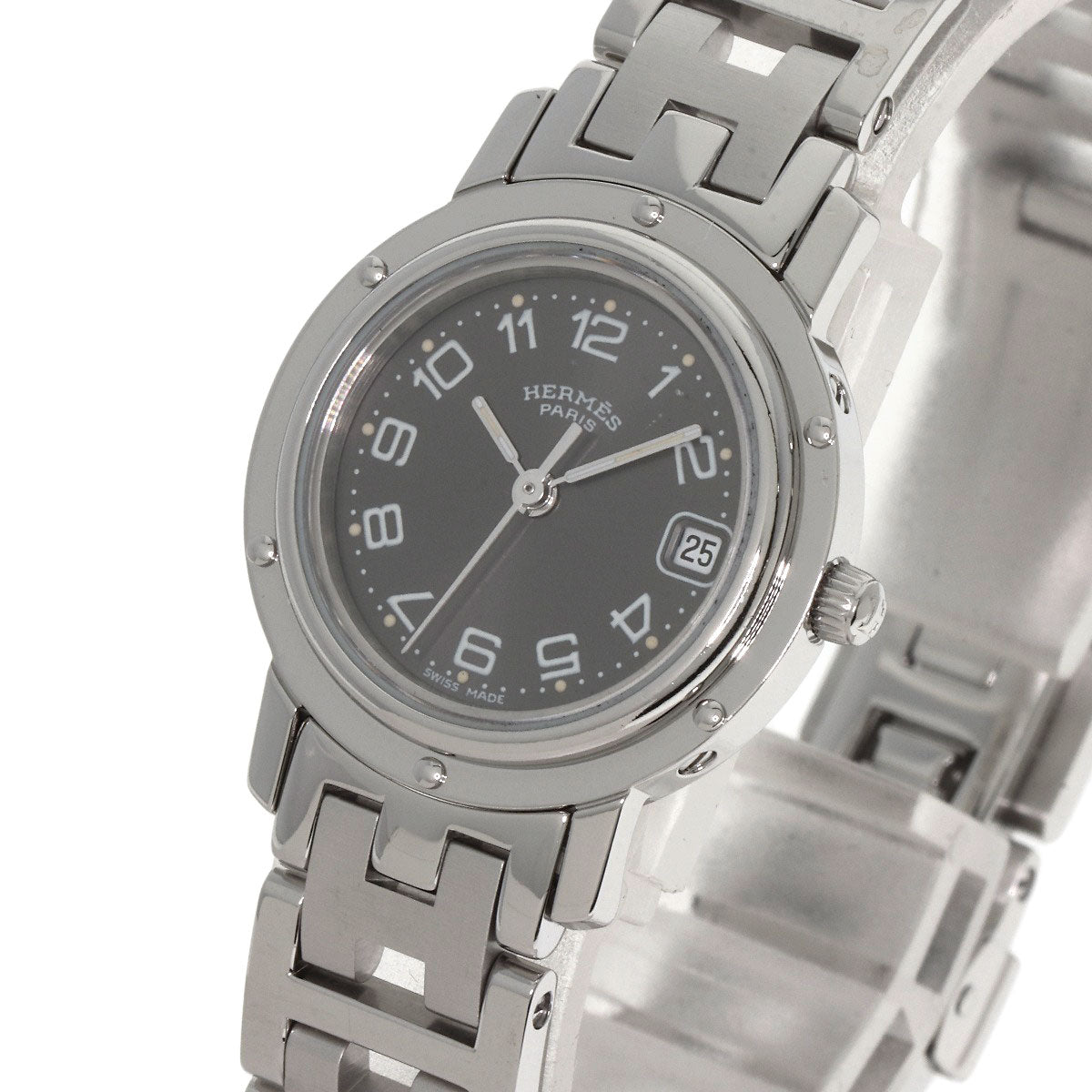 HERMES Watches Quartz CL4.210 Stainless Steel , Stainless Steel Silver Clipper gray dial Women  d