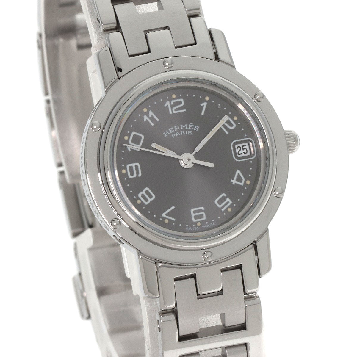 HERMES Watches Quartz CL4.210 Stainless Steel , Stainless Steel Silver Clipper gray dial Women  d