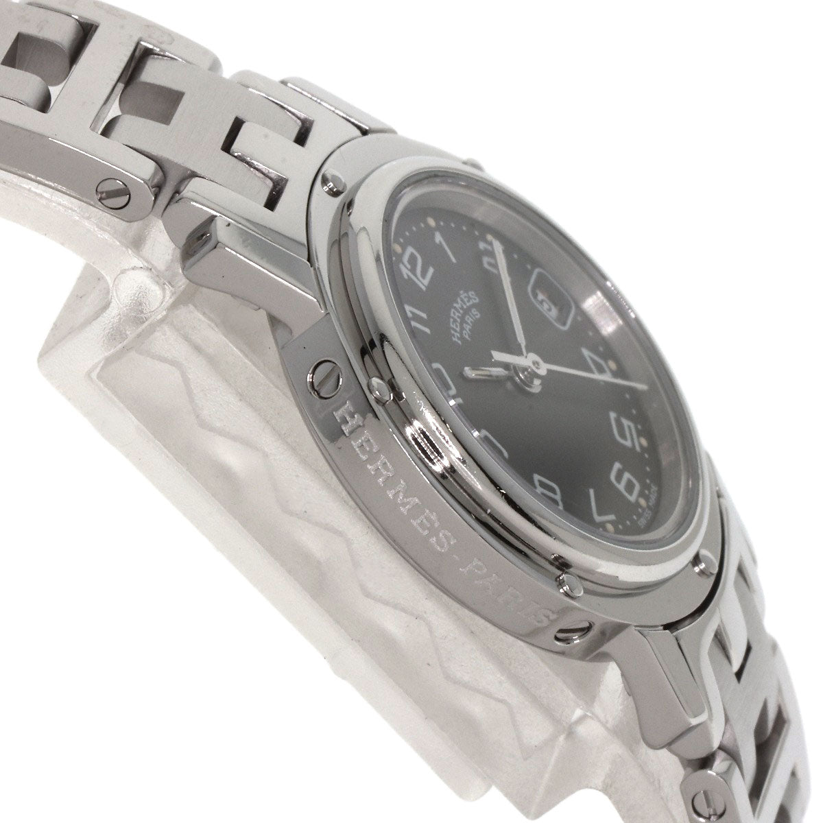 HERMES Watches Quartz CL4.210 Stainless Steel , Stainless Steel Silver Clipper gray dial Women  d
