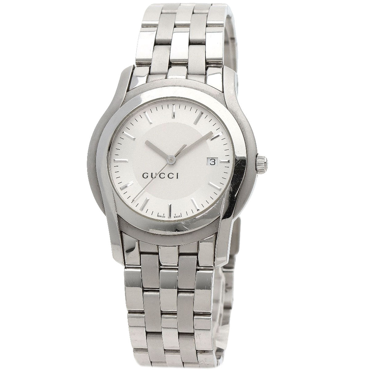 GUCCI Watches Quartz 5500XL Stainless Steel , Stainless Steel Silver Round face Silver dial mens  d